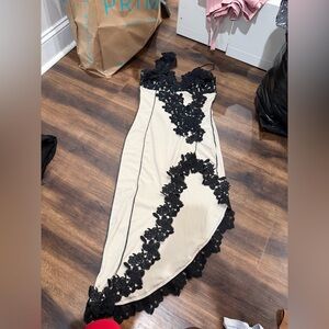 Elegant Black and Cream Lace Dress